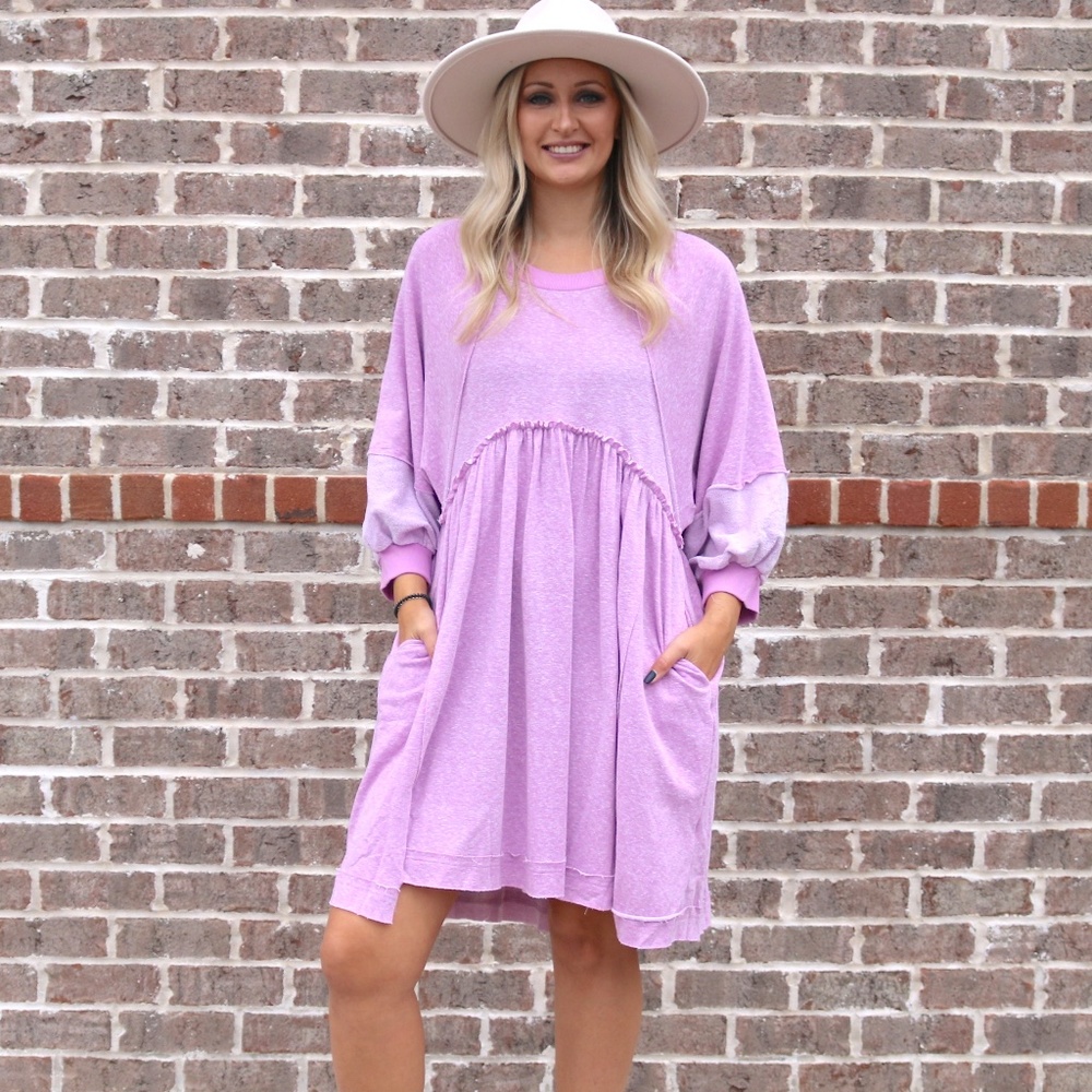 Light Weight French Terry Baby Doll Hi Low Dress Multiple Sizes - Picture 2 of 6